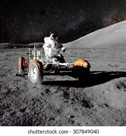 Astronaut On Lunar (moon) Landing Mission. Elements Of This Image Furnished By NASA.