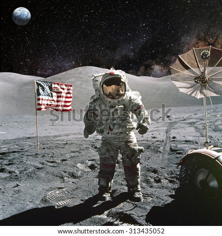 Astronaut on lunar (moon) landing mission. Elements of this image furnished by NASA.