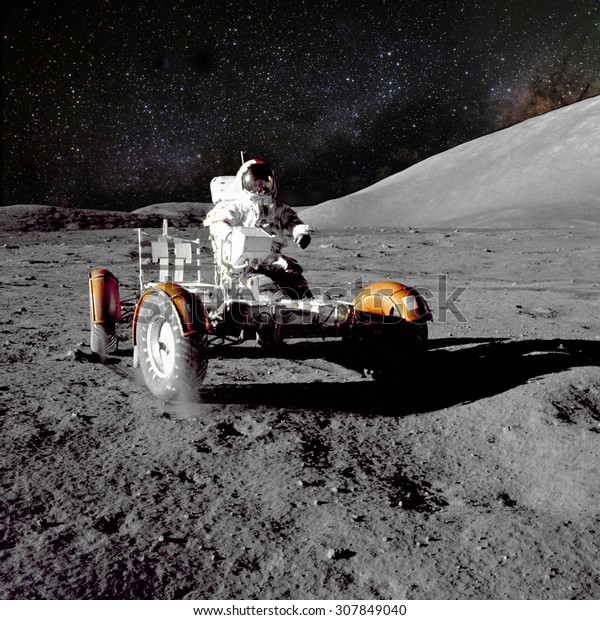 Astronaut on lunar (moon) landing mission.\
Elements of this image furnished by\
NASA.