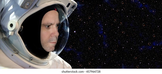 Astronaut on space mission with stars on the background - Powered by Shutterstock