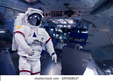 Astronaut Pressure Suit In Shuttle Space Cockpit 