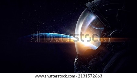 Astronaut and space exploration theme.
