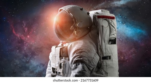 Astronaut In Space. Galaxy And Nebula Space Wallpaper. Spaceman Sci-fi Background. Elements Of This Image Furnished By NASA