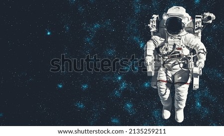 Astronaut spaceman do spacewalk while working for spaceflight mission at space station . Astronaut wear full spacesuit for operation . Elements of this image furnished by NASA space astronaut photos .