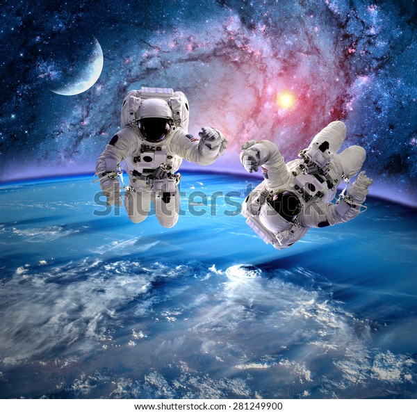 Astronaut spaceman outer\
space moon planet solar system universe. Elements of this image\
furnished by NASA.