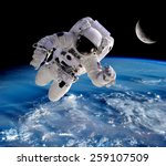 Astronaut spaceman outer space people planet earth moon. Elements of this image furnished by NASA.