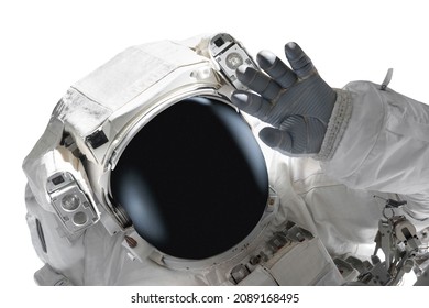 Astronaut in spacesuit isolated over white background. Elements of this image furnished by NASA