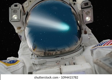 An Astronaut Watching Comet On The Earth 