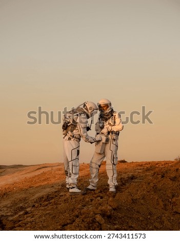 Astronauts checking equipment during Mars training mission