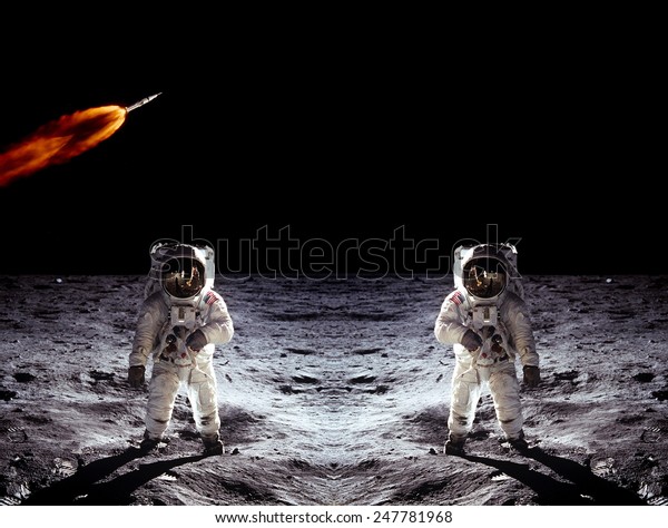 Astronauts suit spaceman Moon
landing rocket shuttle space. Elements of this image furnished by
NASA.