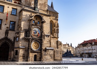 Astronomical clock in old town square. Prague