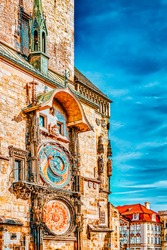 Astronomical Clock(Staromestske Namesti)on Historic Square In The Old Town Quarter Of Prague, The Capital Of The Czech Republic. It Is Located Between Wenceslas Square And The Charles Bridge.