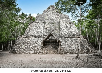 The Astronomical Observatory which forms part of the Mayan ruins of the Coba archeological zone which are 47 km northwest of Tulum, in the State of Quintana Roo on the Yucatan Peninsula, Mexico. 