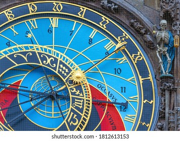Astronomical or Solar Clock with skeleton sculpture, Prague Old Town, Czech Republic. - Powered by Shutterstock