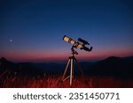 Astronomical telescope for observing stars, planets, Moon, celestial objects in the sky.