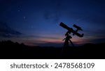 Astronomy telescope for observing Moon, planets, stars and other celestial objects of the universe.
