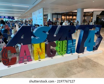 ASUR Terminal 4 Sign In Cancun International Airport.  Cancun, Mexico, August 14th 2022