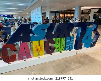 ASUR Terminal 4 Sign In Cancun International Airport.  Cancun, Mexico, August 14th 2022