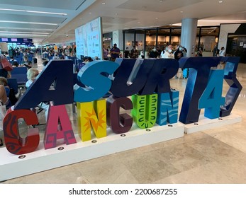 ASUR Terminal 4 Sign In Cancun International Airport.  Cancun, Mexico, August 14th 2022