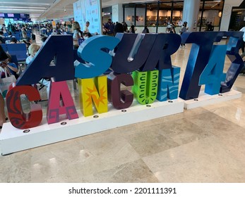 ASUR Terminal 4 Sign In Cancun International Airport.  Cancun, Mexico, August 14th 2022