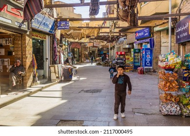 ASWAN, EGYPT: FEB 12, 2019: Old Souk (market) In Aswan, Egypt