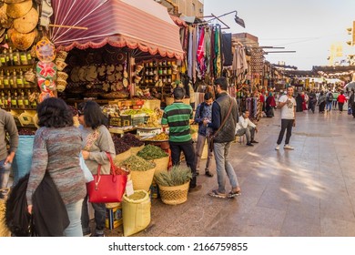 ASWAN, EGYPT: FEB 12, 2019: Old Souk (market) In Aswan, Egypt