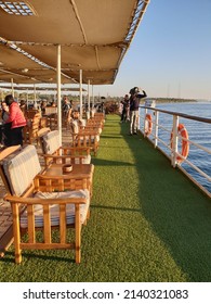 Aswan, Egypt - February 20, 2020 : View From The Top Of The Princess Sarah II Cruise In The Evening