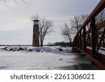 Asylum Light lighthouse located just North of Oshkosh, Wisconsin, in Winnebago County, Wisconsin during the Winter Season.