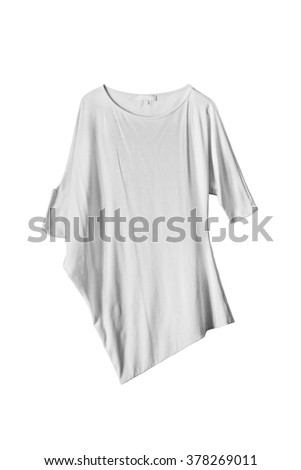 Asymmetric white oversize tunic isolated over white