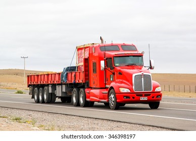 ATACAMA, CHILE - NOVEMBER 14, 2015: Semi-trailer truck Kenworth T660 at the interurban freeway.