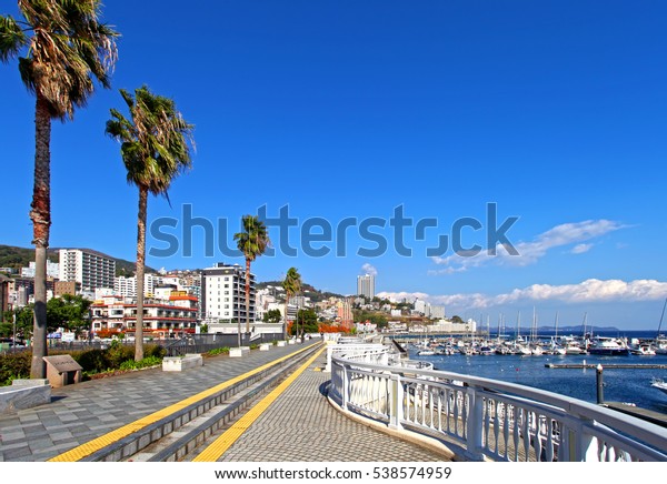 Atami City Seafront in\
Japan. Atami City is a historical seaside resort for people living\
in Tokyo. It has a boat marina and is also famous for it\'s several\
hot springs.