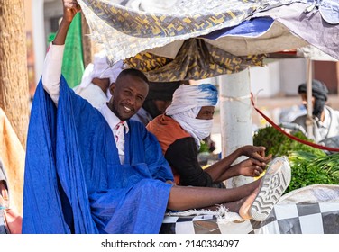 Atar, Mauritania - January 10, 2022: People At The Traditional Market In The City.