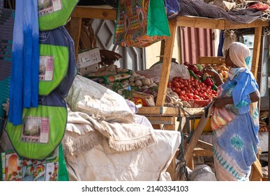 Atar, Mauritania - January 10, 2022: People At The Traditional Market In The City.