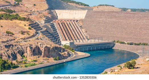 Ataturk Dam On The Euphrates River, Turkey