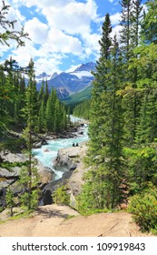 Athabaska River Rocky Mountains Landscape.Jasper National Park (Alberta, Canada)