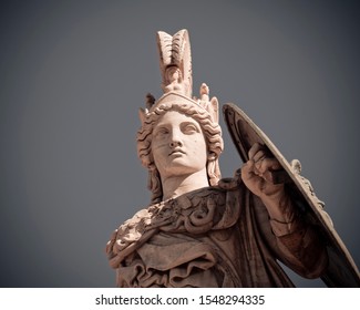 Athena Ancient Greek Goddess Marble Statue Detail On Plain Background