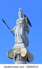 Athena Statue With Golden Decorations