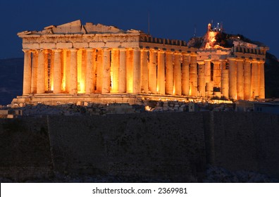 Athens Acropolis Parthenon At Night