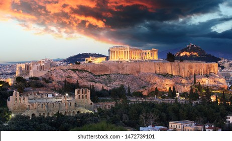 Athens - Acropolis At Sunset, Greece