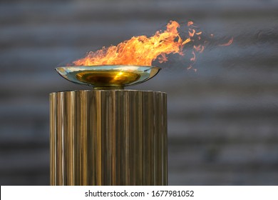 Athens, Greece - March 19, 2020: Olympic Flame Handover Ceremony For The Tokyo 2020 Summer Olympic Games At The Panathenaic Kallimarmaro Stadium