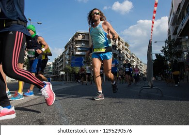 Athens, Greece - Nov.11.2018 

A Runner Heading At Finish Of The 36th Athens Classic Marathon In Athens.