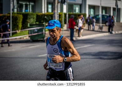 ATHENS, GREECE - NOVEMBER 10, 2013: 	 Athletes Running The Last Kilometers Of The 31st Athens Classic Marathon (The Authentic).