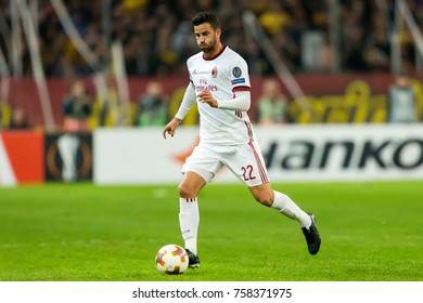 Athens, Greece - November 2, 2017: Player Of Milan Mateo Musacchio During The UEFA Europa League Game Between AEK FC Vs AC Milan At OAKA Spiros Louis Stadium