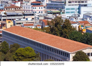 Athens, Greece - October 22, 2019: Photo of Stoa of Attalos, It was built by and named after King Attalos II of Pergamon, who ruled between 159 BC and 138 BC - Shutterstock ID 1552153193