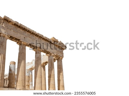 Athens, Greece. Parthenon temple on Acropolis hill isolated on white background