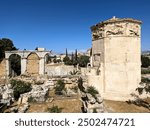 Athens Greece Roman Agora Tower Of The Winds (Horologion of Kyrristos) on a sunny summer day in athens in Greece