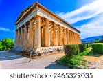 Athens, Greece: Temple of Hephaestus, Ancient Greek ruins. The Famous Hephaistos temple on the Agora in Athens. Europe travel destination