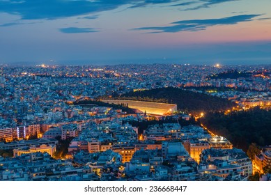 Athens With The Old Olympic Stadium At Dawn