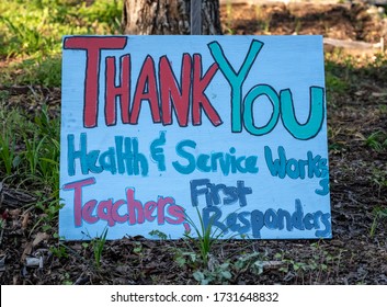 Athens, United States: April 11, 2020: Thank You Sign For Essential Workers