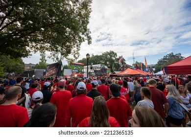 Athens, United States: October 16, 2021: Crowd Gathers Around ESPN College Game Day Before Georgia Vs Kentucky Game In 2021